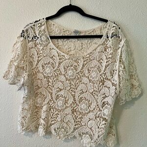 Express Cream Lace Top